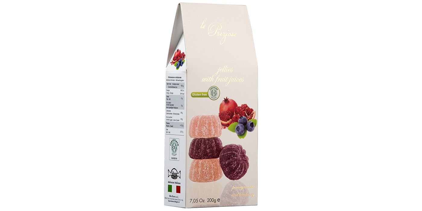 Pâtes de fruits grenade bleuet à base de jus