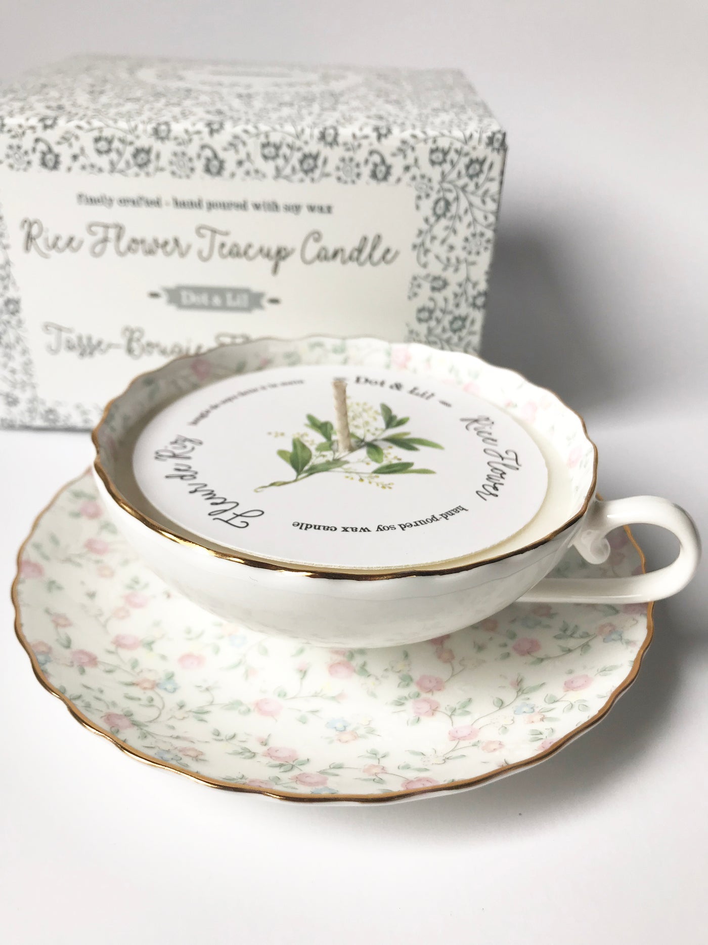 Bougie tasse fleur de riz