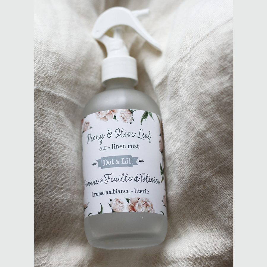 Brûme d'ambiance + literie Pivoine & Feuille d'Olivier