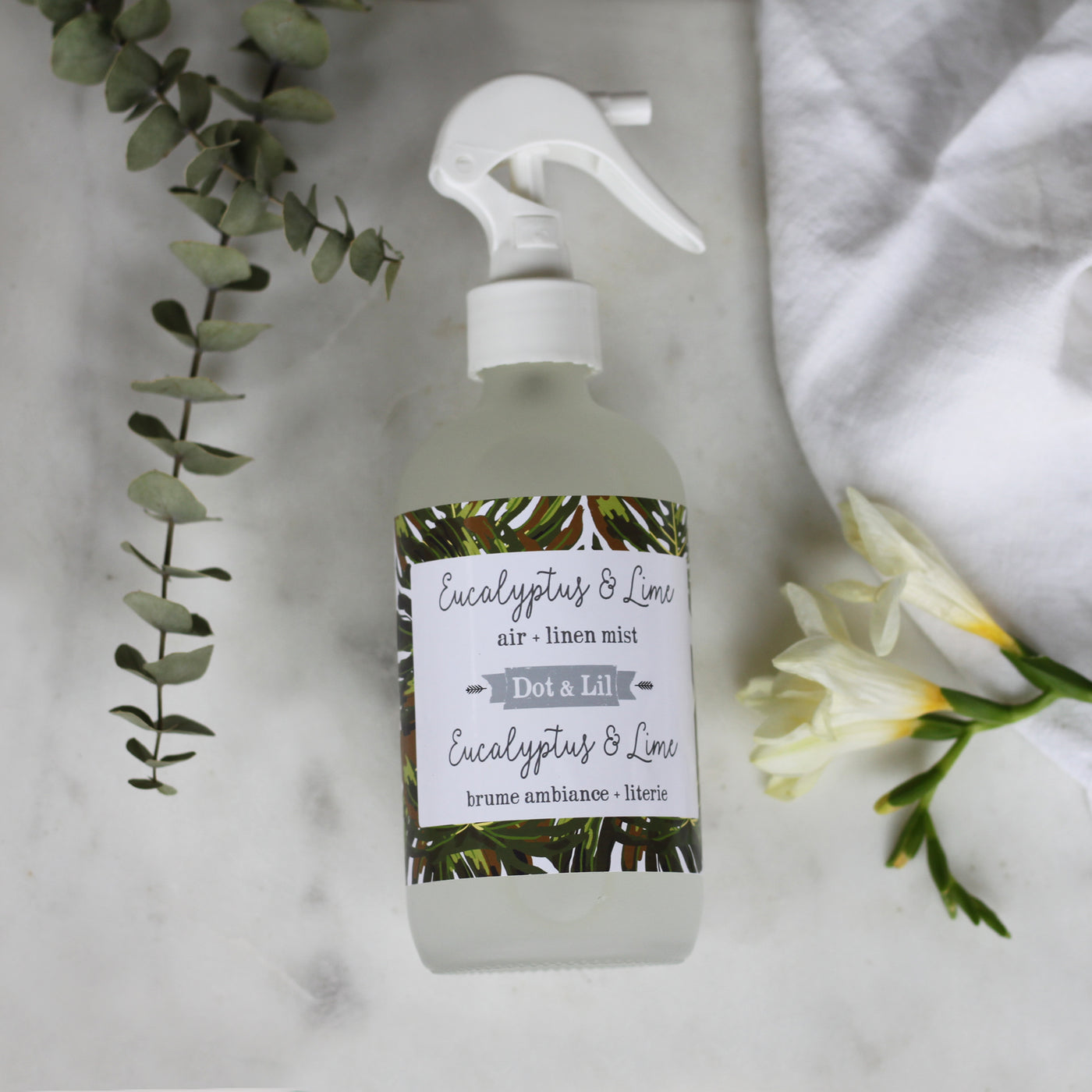 Brûme d'ambiance + literie eucalyptus & lime