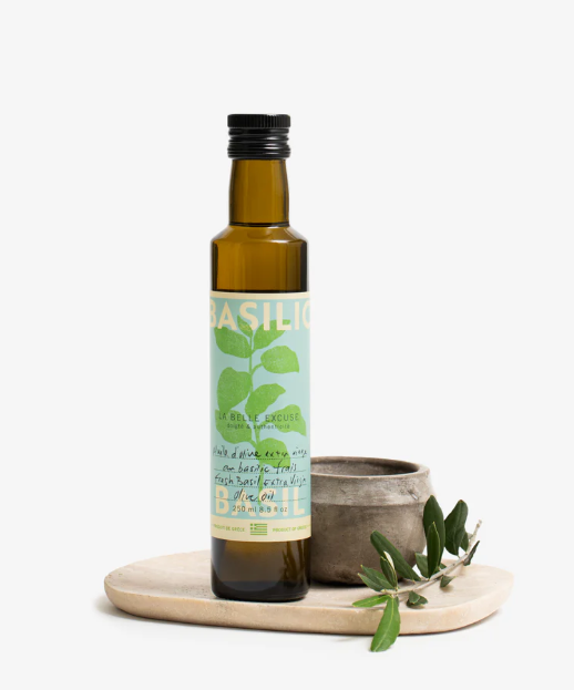 Huile d'olive extra vierge au basilic