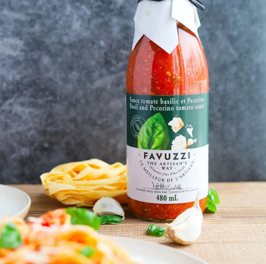 Sauce basilic et Pecorino