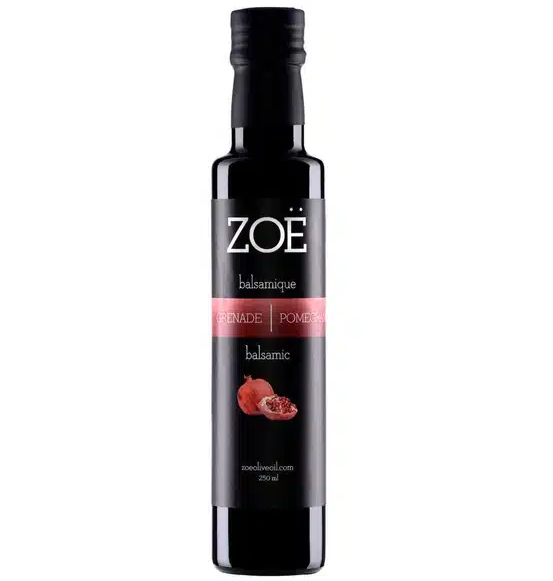 Vinaigre balsamique foncé Zoe infusé à la grenade